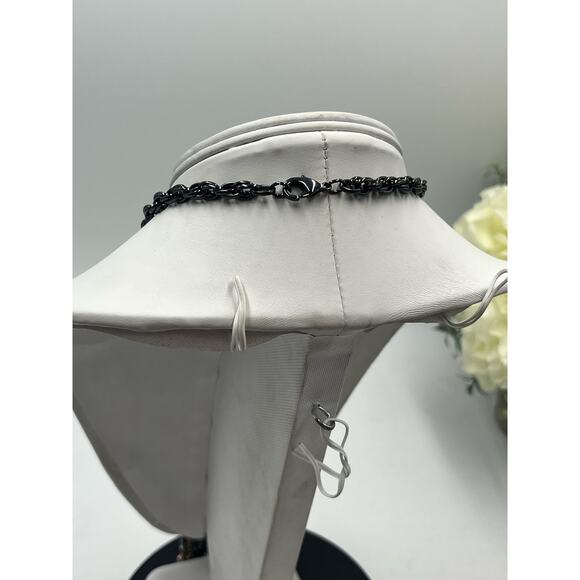Black and Silver Rhinestone Bib Dangling Chain Charms Fringe Statement Necklace - Picture 6 of 9